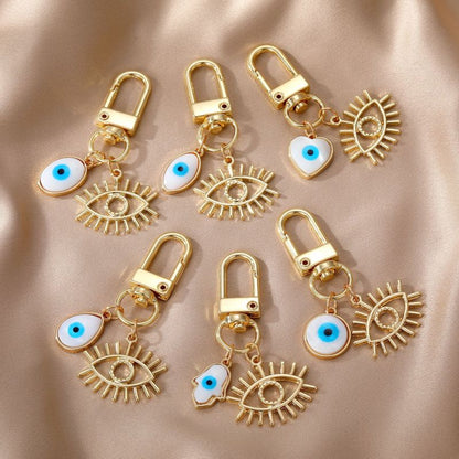 Women Fashion White Shell Devil Eye Key Chain
