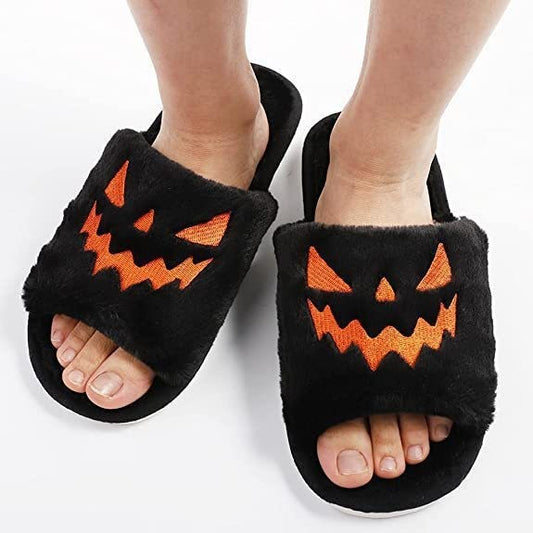 Pantuflas informales de PU para Halloween, de color liso, a la moda para mujer