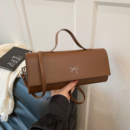 Women Fashion Small Solid Color Rectangular Shoulder Bag - Street Trend PU Material
