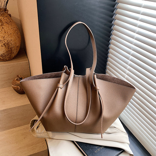 Bolso de mano plisado de color sólido informal de moda para mujer con gran capacidad