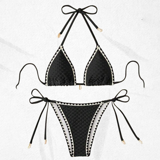 Maillot de bain bikini dos nu imprimé sexy pour femme