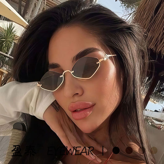 Fashion Half Frame Diamond Sunglasses