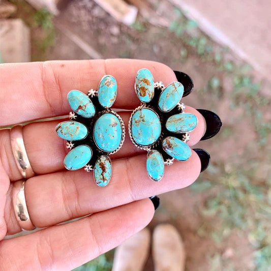 Boucles d'oreilles à tige géométriques florales bohèmes vintage