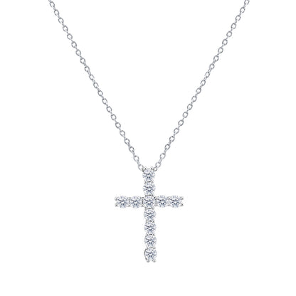 Women Fashion Zircon Titanium Steel Cross Necklace Set Stylish Jewelry