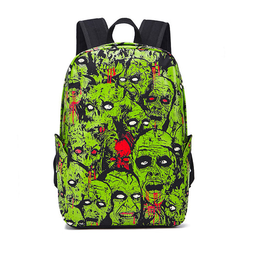 Women Fashion Halloween Print Skull Pattern Canvas Backpack