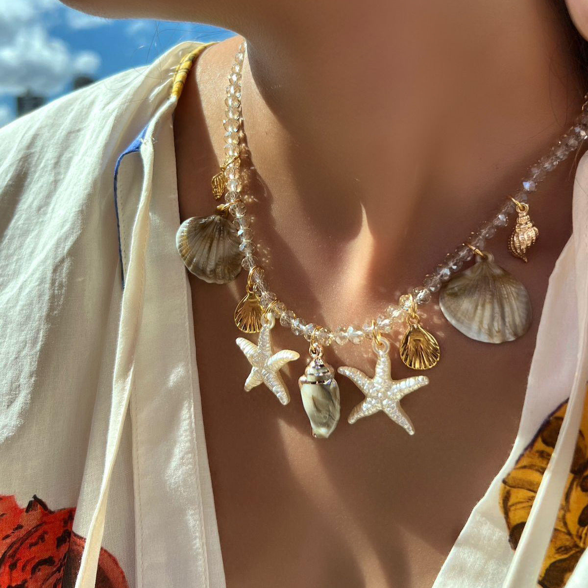 Summer Ocean Wind Conch Shell Sea Necklace
