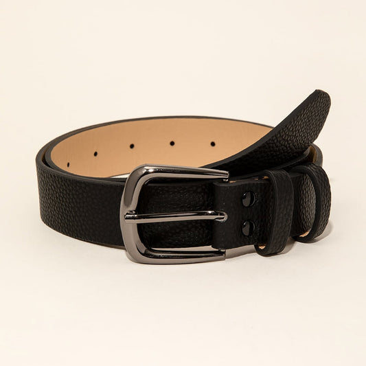 Ceinture à boucle simple à motif litchi pour femme