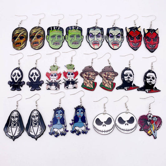 Pendientes colgantes de vampiro zombi aterrador de Halloween para mujer