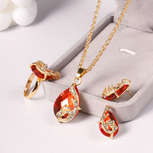Creative Rhinestone Jewelry Three-Piece Set
