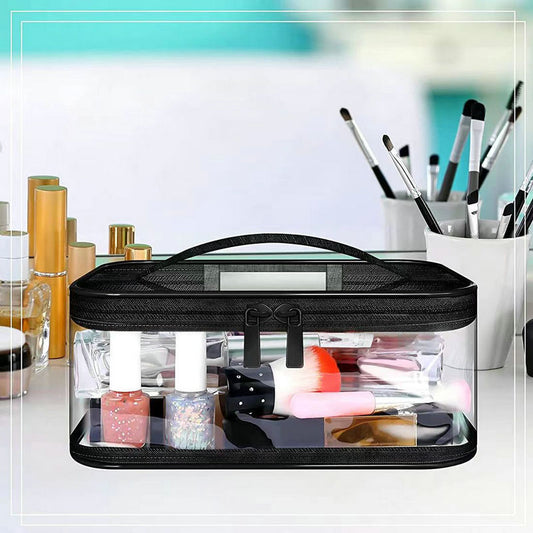 Bolsa de cosméticos transparente, portátil y sencilla para mujer