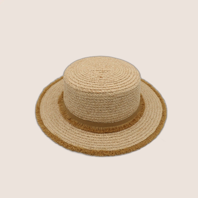 Sombrero de playa de ala grande tejido de paja de moda para mujer