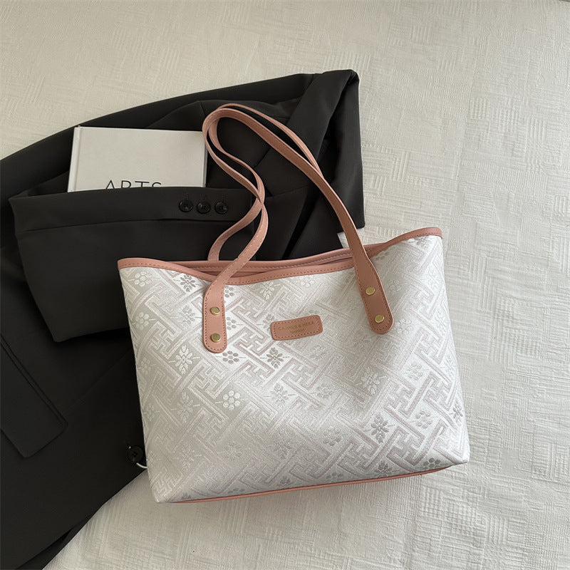 Bolso de mano de PU de gran capacidad con estampado informal a la moda para mujer