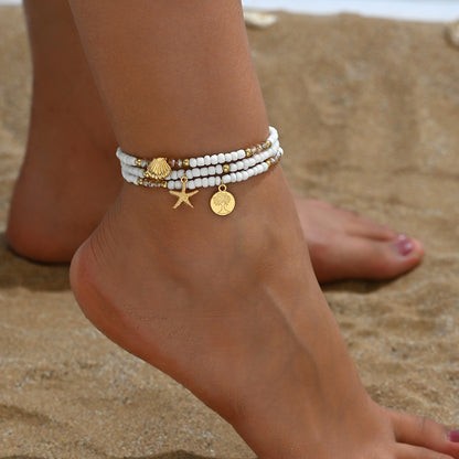Bohemian Vacation Style Alloy Starfish Anklet