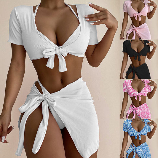 Summer Vacation Women Solid Color Bikini Coverup