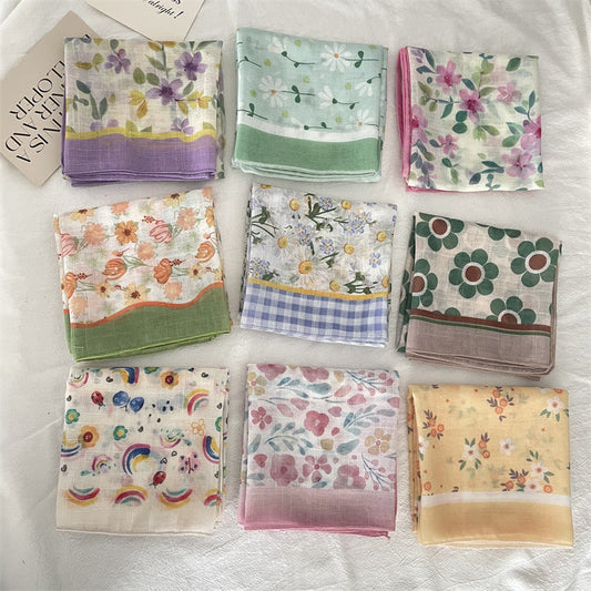 Bufanda floral de lino y algodón de moda de verano para mujer