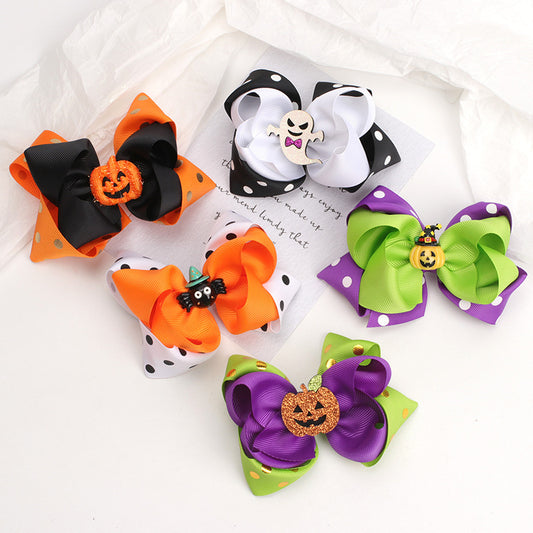 Accesorios para el cabello con lazo de calabaza para Halloween para niños