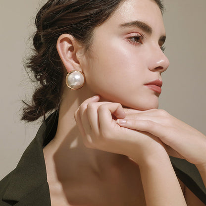 Boucles d'oreilles rondes élégantes et simples pour femmes, style OL