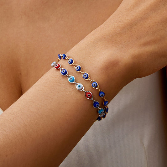 Women Fashion Casual Devil'S Eye Alloy Beads Bracelet