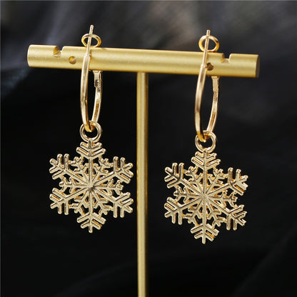 Women Fashion Simple Hollow Snowflake Earrings