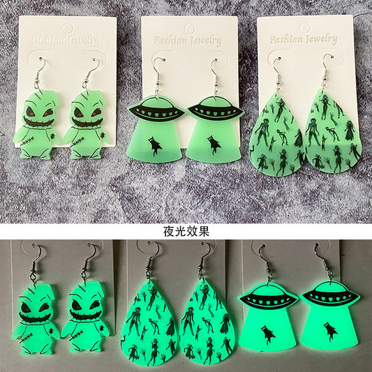 Halloween Women Horror Funny Demon Ghost Acrylic Earrings