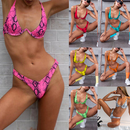 Bikini de piel de serpiente para mujer, sexy, para vacaciones de verano en la playa