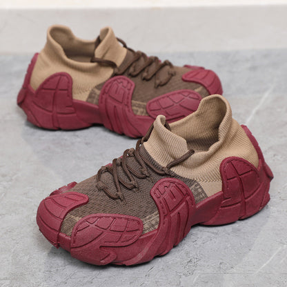 Zapatillas de plataforma informales para mujer, de moda, de punto, con tacón plano