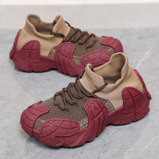 Women Casual Platform Sneakers Fashion Knit Flat Heel