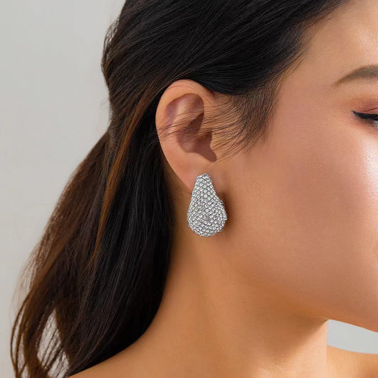 Women Fashion Simple Zircon Water-Drop Earrings