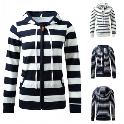 Long Sleeve Cotton Hoodie with Rope Stripe Design
