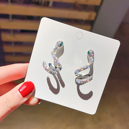 Pendientes de serpiente de Halloween con micropavé de circonitas para mujer