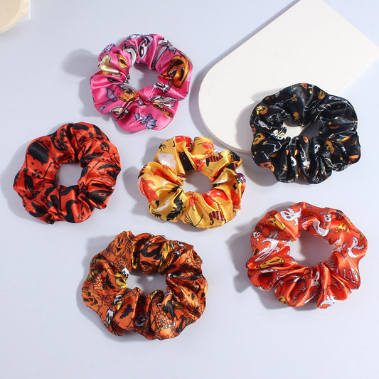 Bague pour cheveux imprimée tête de mort et citrouille amusante de la série Halloween