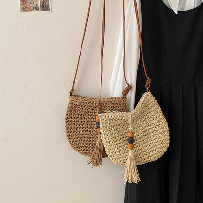 Bolso de hombro tejido informal bohemio