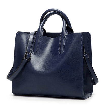 Women Simple Portable Square Leather Handbag