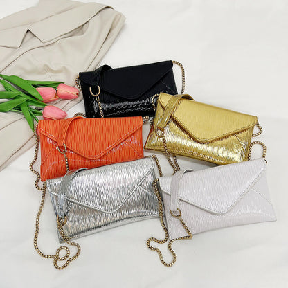 Sac enveloppe en PU de couleur unie pour femme, style décontracté et tendance