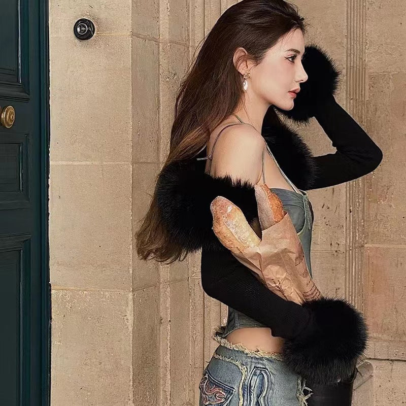 Women Fashion Plush Long Sleeve Crop Cardigan