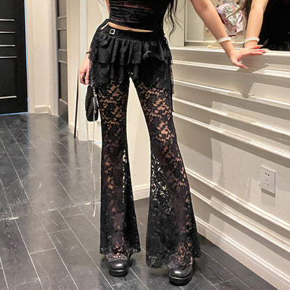 Falda pantalón de encaje gótico irregular sexy a la moda para mujer