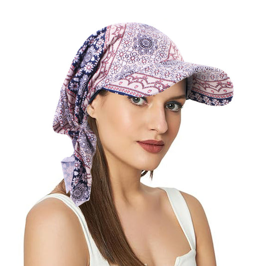 Women Casual Cashew Printed Long Lace-Up Hat