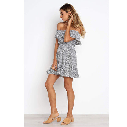 Sexy Women Summer Vacation Off-Shoulder Dress