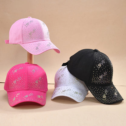 Gorra de béisbol con visera de sol y diamantes de imitación para mujer