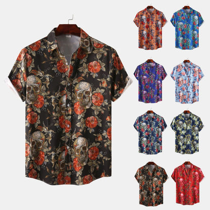 Camisa con estampado de flores diminutas en 3D para hombre, ideal para vacaciones de verano
