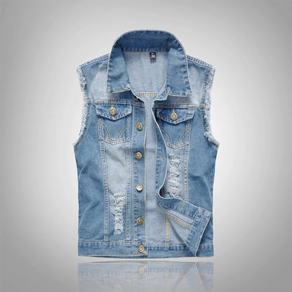 Chaleco vaquero ajustado de talla grande para hombre