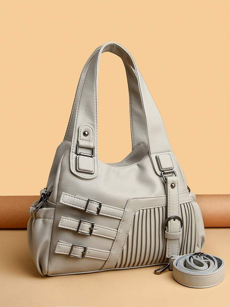 Sac à main en PU de grande capacité, décontracté et tendance, couleur unie, pour femmes