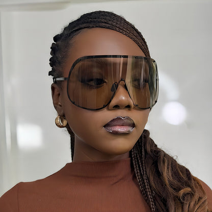 Fashion Large Frame Sunglasses - Metal Oval Style