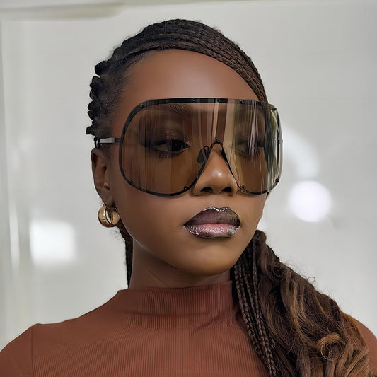 Fashion Large Frame Sunglasses - Metal Oval Style