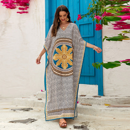 Women Fashion Casual Vacation Beach V-Neck Cover-Up