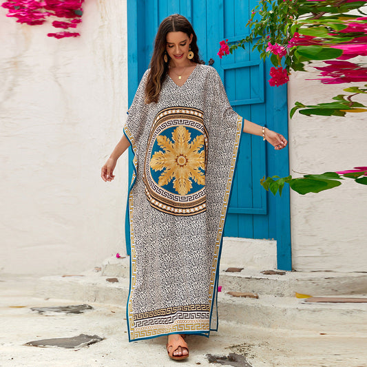 Women Fashion Casual Vacation Beach V-Neck Cover-Up