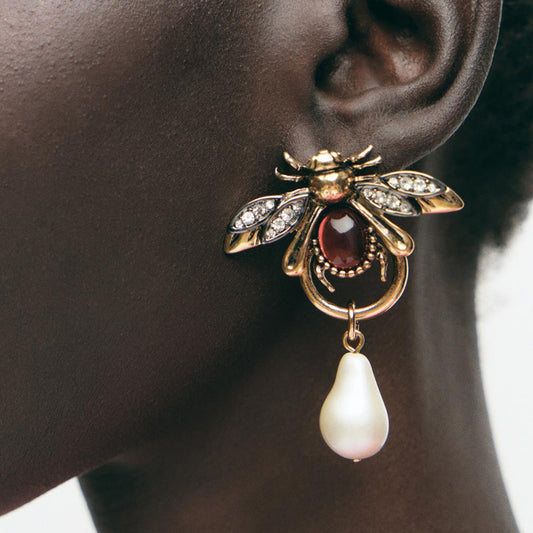 Women Fashion Retro Insect Water Drops Earrings