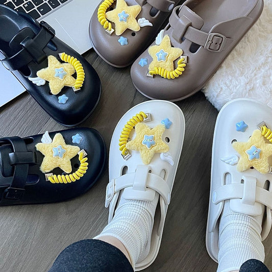 Pantuflas informales antideslizantes con estrella de cinco puntas para mujer