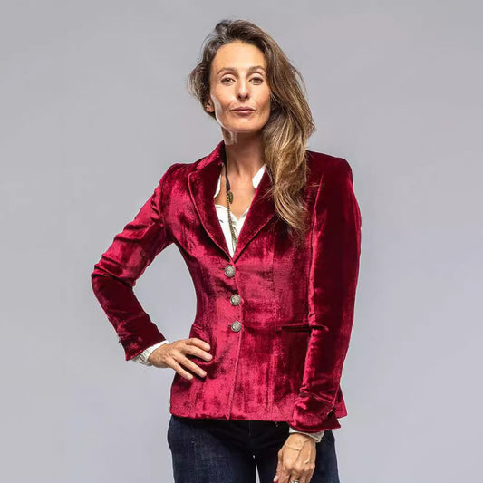 Abrigo elegante de terciopelo de manga larga para mujer