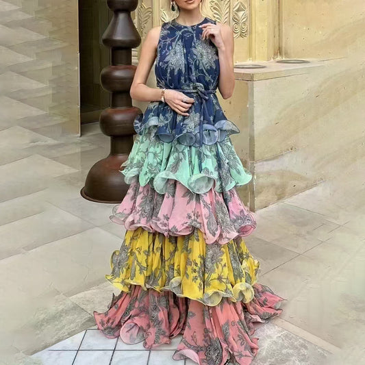 Women Fashion Elegant Boho Floral Printed Dress